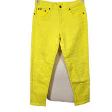 DG2 Diane Gilman Jeans Size 2P Stretch Denim Bright Yellow Tapered Pockets