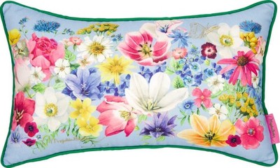 Kissen GartenLiebe   Blumendesign & Schmetterlings-Stickerei   M. Bastin 42x26cm