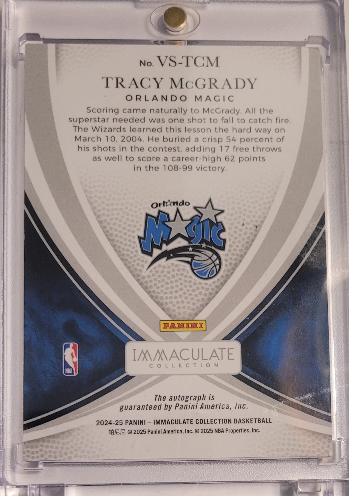 2024-25 Panini Immaculate Tracy Mcgrady Victory Signatures Auto 1/25 #VS-TCM 🔥 view 2