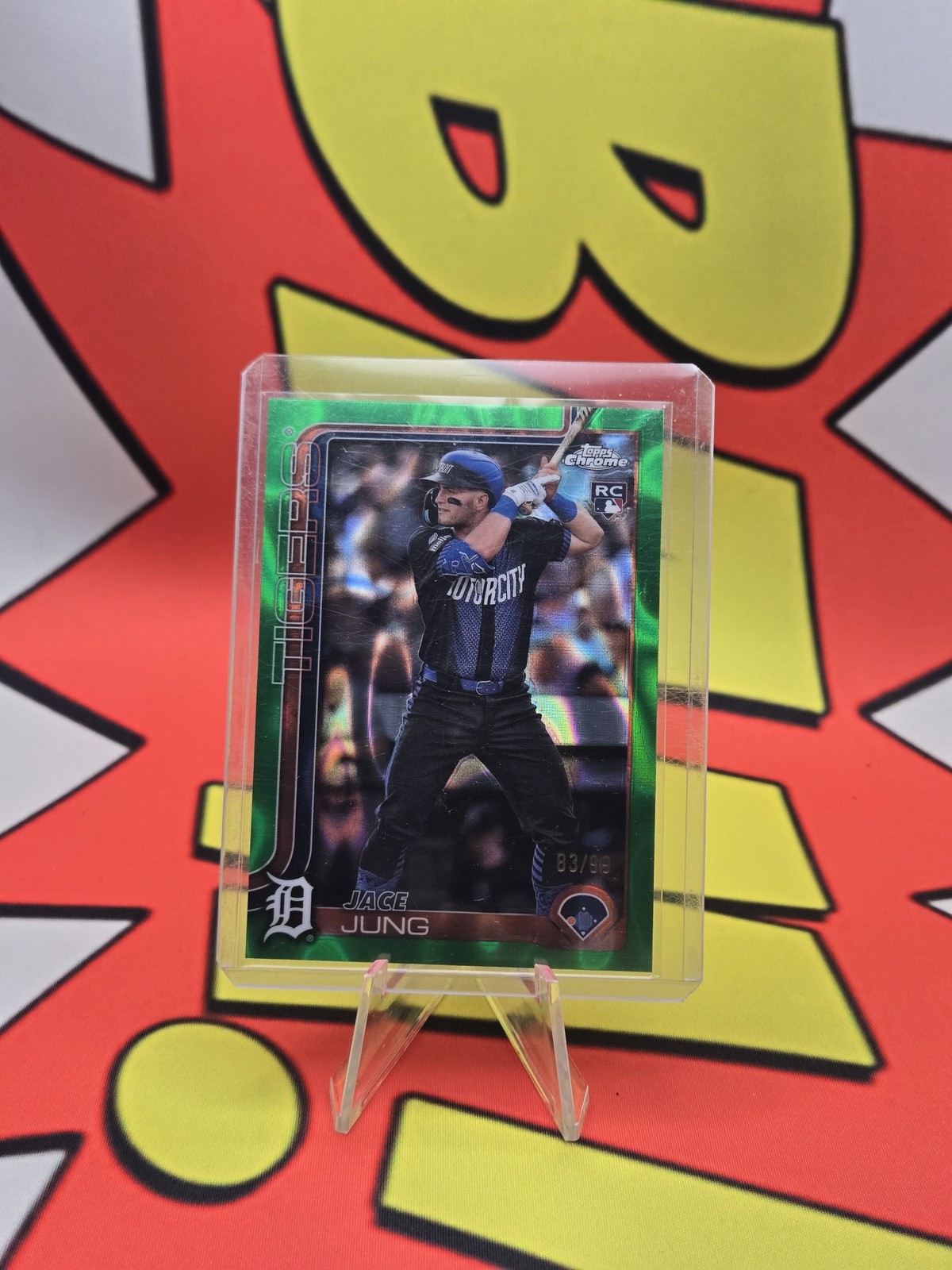 2025 Topps Chrome #225 Jace Jung Green Lava Refractors #/99