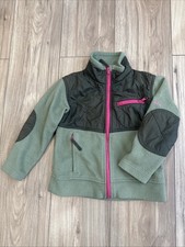 Columbia Youth Girls Quilted Fleece Full Zip Jacket Green/Pink Sz 4/5 XS Outdoor