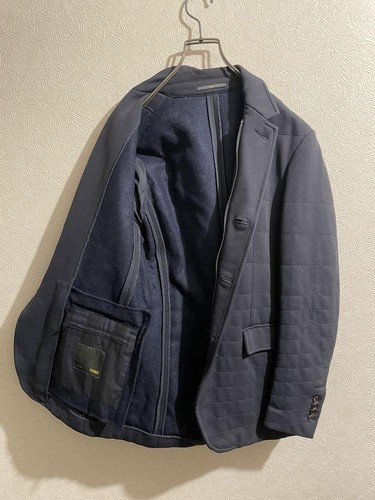 FENDI quilted tailored jacket navy men's size 44 From Japan i11216 - Picture 3 of 16