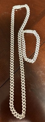 Cadena Tipo Mónaco  Cadena 21.65Pulgadas  Pulsera 8.26 pulgadas PLATA LEY 925