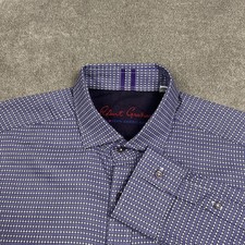 Robert Graham Shirt Mens Large Tailored Fit Purple Abstract Button Down Casual