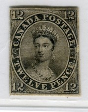 Canada : #3 black 12p lined paper; mint with part gum; very rare