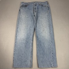 Levi  s 501 Jeans Mens W38 L29 Blue Light Wash Straight Button Fly Cotton Denim