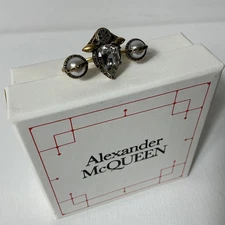 Alexander Mcqueen Silver Adjustable Ring