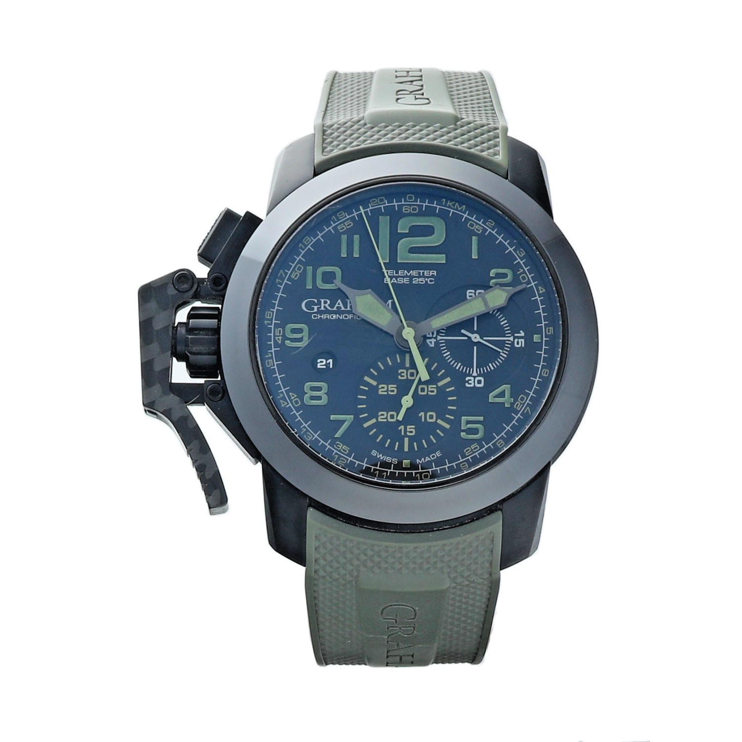 Graham GR2FFDX Chronofighter 47mm Black Steel Green Rubber Automatic Men's Watch
