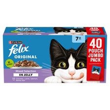 120 x 85g Purina Felix Senior 7+ Mixed Selection in Jelly Cat Food - Pack of 120 3.14 per kilo