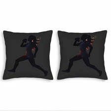 Set of 2 18x18in Throw Pillow Covers - Dynamic Fitness Silhouette Design 