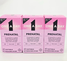 One A Day Prenatal Multivitamins Vitamins Folic 60 Softgels Lot of 3 BB12/26 