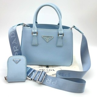 Auth Prada 1BA296 Galleria Saffiano Leather Light Blue 2way bag W/Accs. NS050182