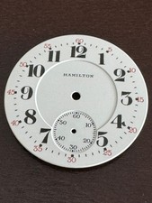 EXTRA FINE VINTAGE 16 SIZE HAMILTON POCKET WATCH DOUBLE SUNK PORCELAIN DIAL