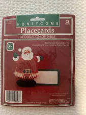 Rare Vintage NOS Amscan Inc Set Of Santa Honeycomb Placecard Decorations