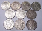 Lot of 10 Circulated Peace Silver Dollars - 1922 - 1926 S