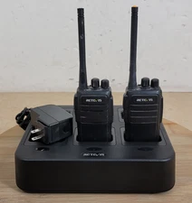 Retevis RT21 Two-Way Radio Lot of 2 + 6 Bay Charger RTC21