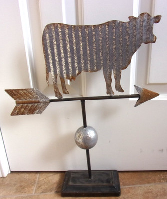 Rustic Farmhouse Vintage Style Cow Galvanized Metal Tabletop Weathervane Decor