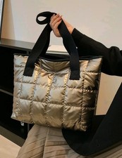 Quilted Detail Shoulder Tote Bag Plaid Waterproof Large Capacity Daily Commuting