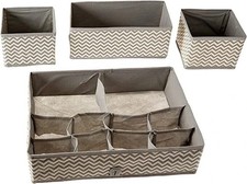 Chevron Fabric 4 Piece Nursery Drawer or Changing Table Organizer, Gray/Cream
