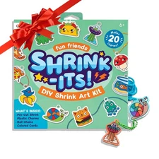 Ooly 28pc Shrink Art Kit: Kids DIY Jewelry, 20 Precut Plastic Charms, No Mess