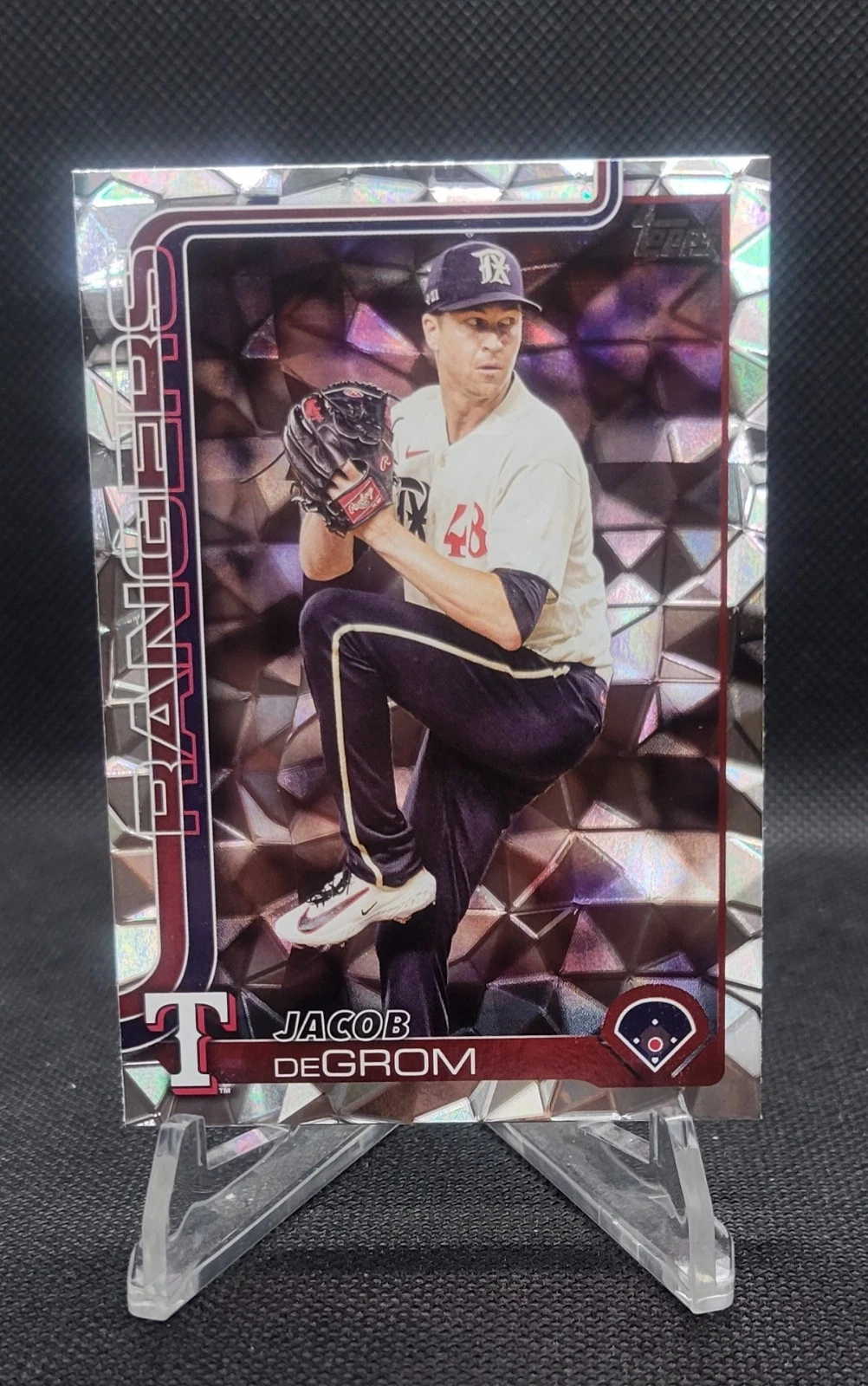 2025 Topps Series 1 Jacob deGrom #208 Diamante Parallel Rangers
