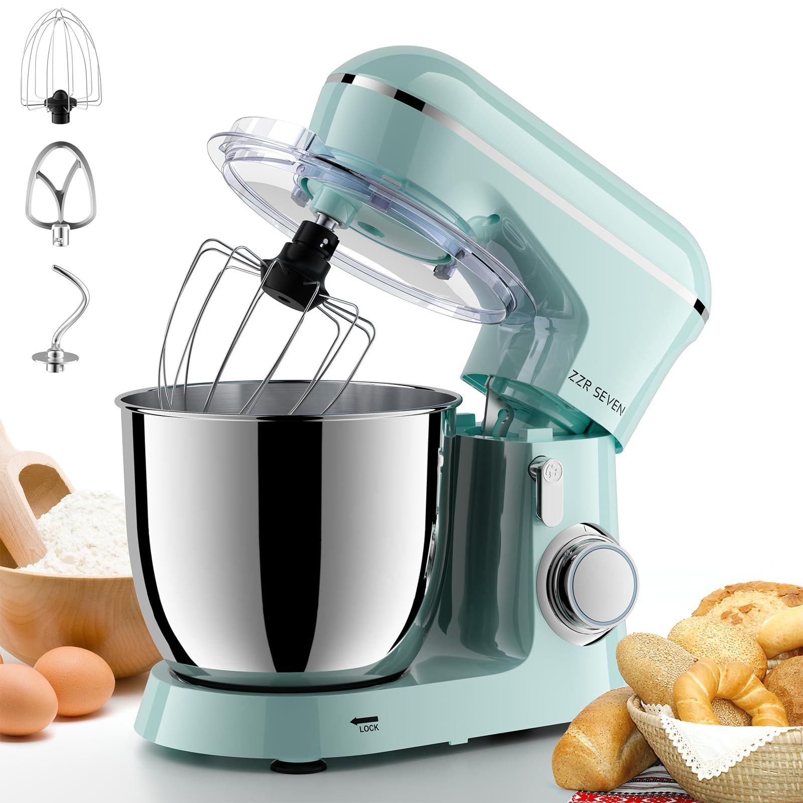 Powerful 450W Stand Mixer with 5.5QT Stainless Steel Bowl for Baking and Kneading-image