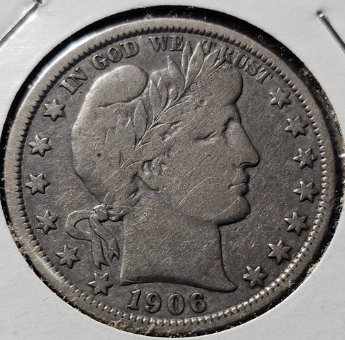 1906-O Barber Half Dollar Nice Details, 90% Silver