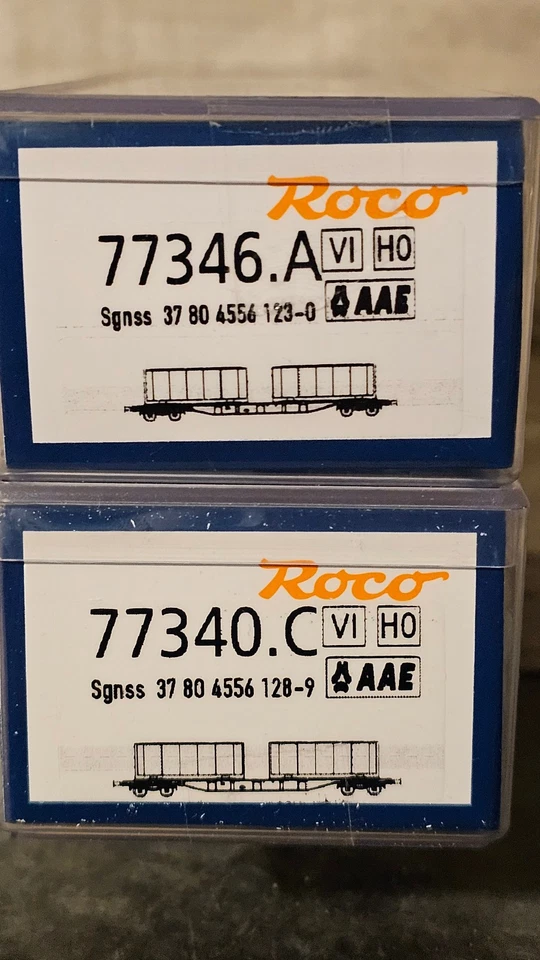 Roco H0 Containertragwagen Set 77340 + 77346 "Bertschi AG" /"AAE" - Bild 2 von 2