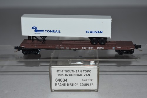 Coche plano Southern 57' escala N MTL 64034 con remolque Conrail 151300 C58561 | Condition: Used