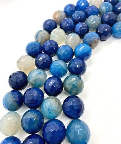 Giant Round Faceted Agate Various Colors 24mm Size 16 Pieces Blue