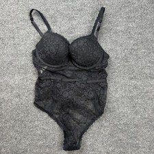 Forever 21 Women's Black Floral Lace Underwire Bodysuit Size Small