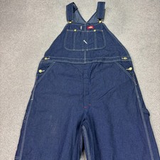 Dickies Dungarees Adult 38x34 Blue Overalls Denim Bib Workwear Carpenter Men*