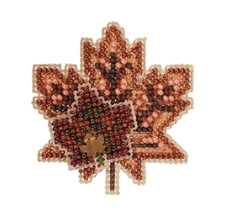 Maple Leaves Autumn Fall Beaded Cross Stitch Magnet Ornament Kit Mill Hill Beads