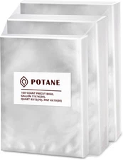 Vacuum Sealer Bags, Precut 150 Gallon 11x16, Quart 8x12, 150 Precuts, Clear 