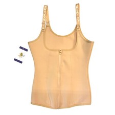 Nude Beige Waist Trainer Corset Vest Underbust Zip Hook Adjustable WYOB Cinch