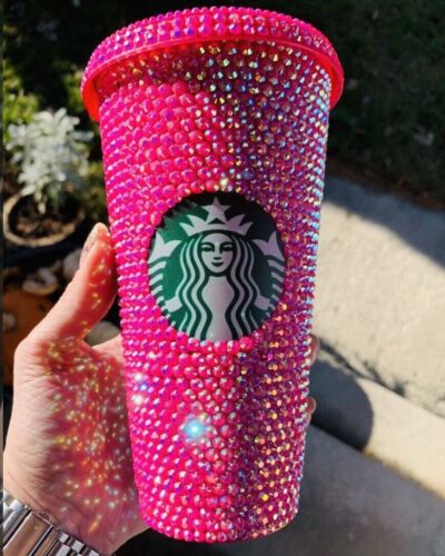 💖 Hot Pink Bling studded Rhinestone Starbucks  cup Venti Tumbler - Picture 1 of 6