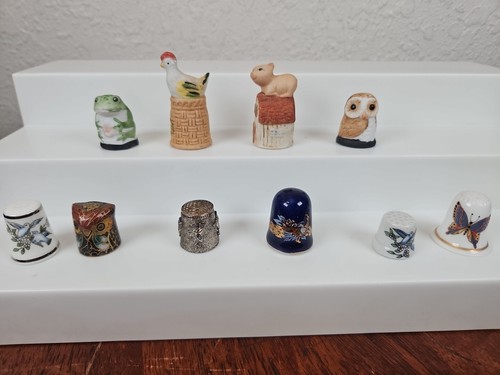 LOT 11 Thimbles ANIMALS Owl chicken Pig Frog bird butterfly hummingbird peacock