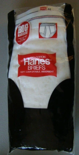 NEW VTG 70s NOS 1977 Hanes Briefs White Blue Black stripe USA MADE 46 #739