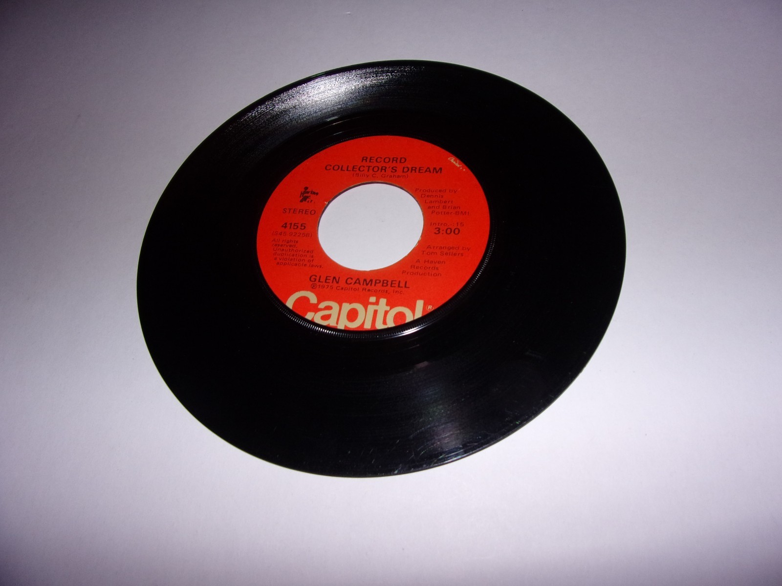 Glen Campbell Country Boy / Record Collector's Dream / 45 Rpm / 1975