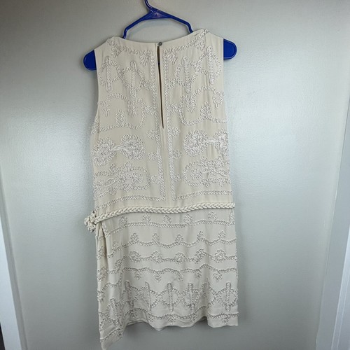BCBG Maxazria Runway Women's XS Silk Vanilla Sleeveless Drop Waist Pockets - Picture 17 of 17