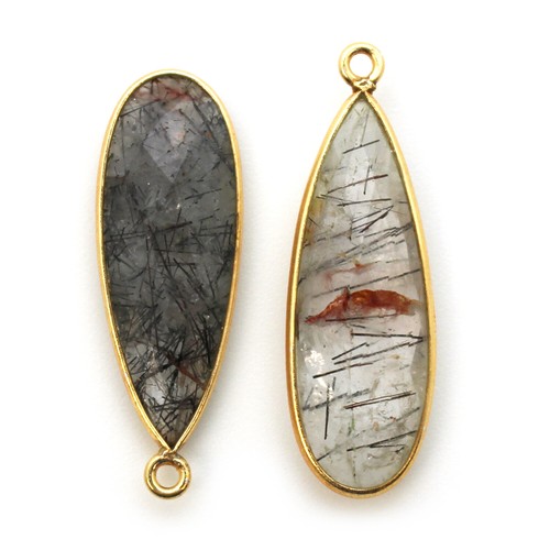 Elongated Teardrop Gemstone Pendants-Gold Over Sterling Silver Bezel Frame (1pc) - Picture 9 of 64
