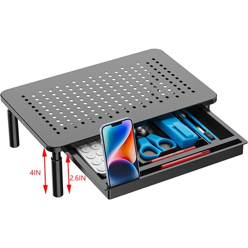 Desktop Computer Monitor Holder With Drawer 3-Level Height Adjustable PC Screen - Picture 13 of 13
