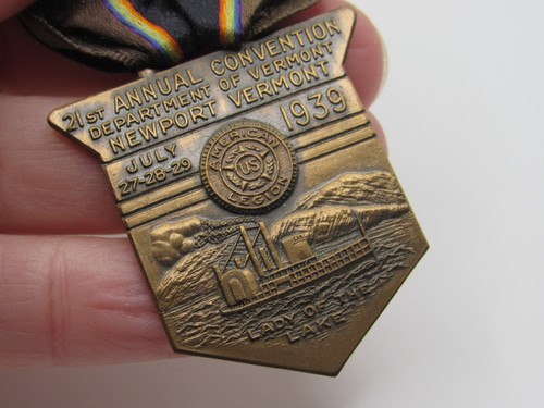 1939 Vermont American Legion Badge FOB Medal Ribbon Pin ID Name Tag - Picture 4 of 6