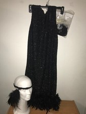 NEW ADULT ROARING 20s FLAPPER HALLOWEEN COSTUME DRESS W/EXTRAS: SIZE SMALL