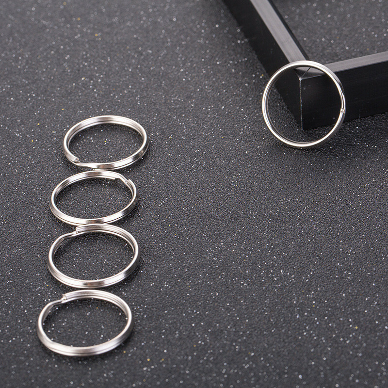 Lot Of Stainless Steel Rhombic Keyring Split Key Rings Hoop Ring Steel