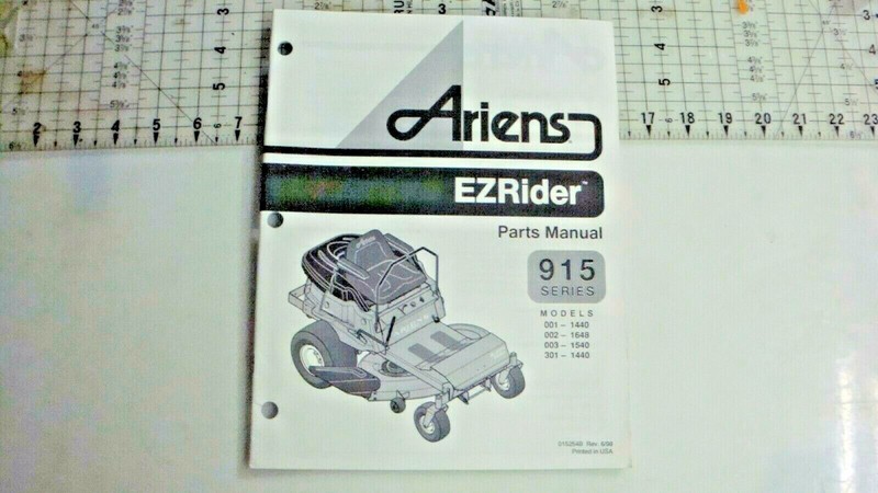 ARIENS EZRIDER 915 MOWER OWNER PARTS MANUAL COLLECTOR VINTAGE OEM 015254B