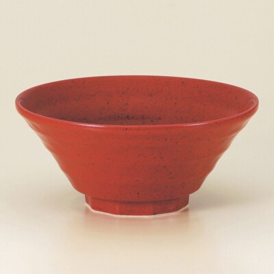 Mino ware Japanese Noodle Bowl Soba Udon Ramen Red Yuzu Flared Bowl Japan