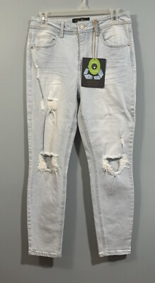 Mens New Indigo Rein Distressed Style Skinny Size 30”X27” Denim Jeans