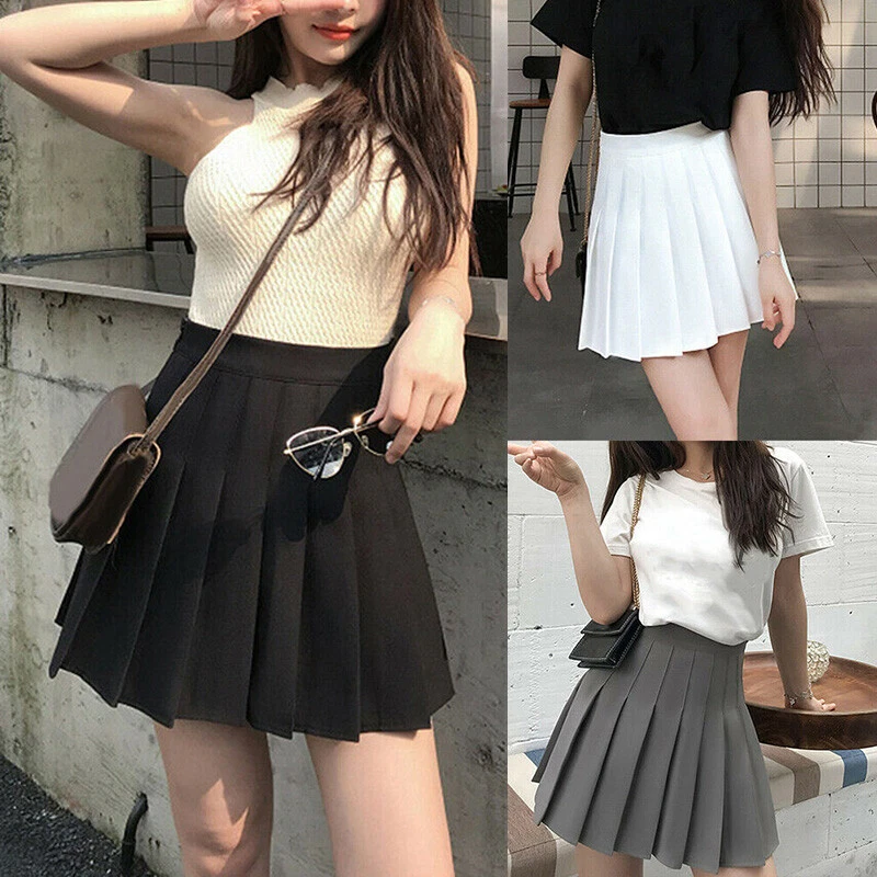 Women High Waist A Line Skater Mini Skirt Flared Pleated Short Casual  Tennis AU