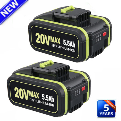 2x For Worx WA3551.1 20Volt Li-Ion Battery 5.5Ah WA3551 WA3553 WA3553.1 WA3553.2